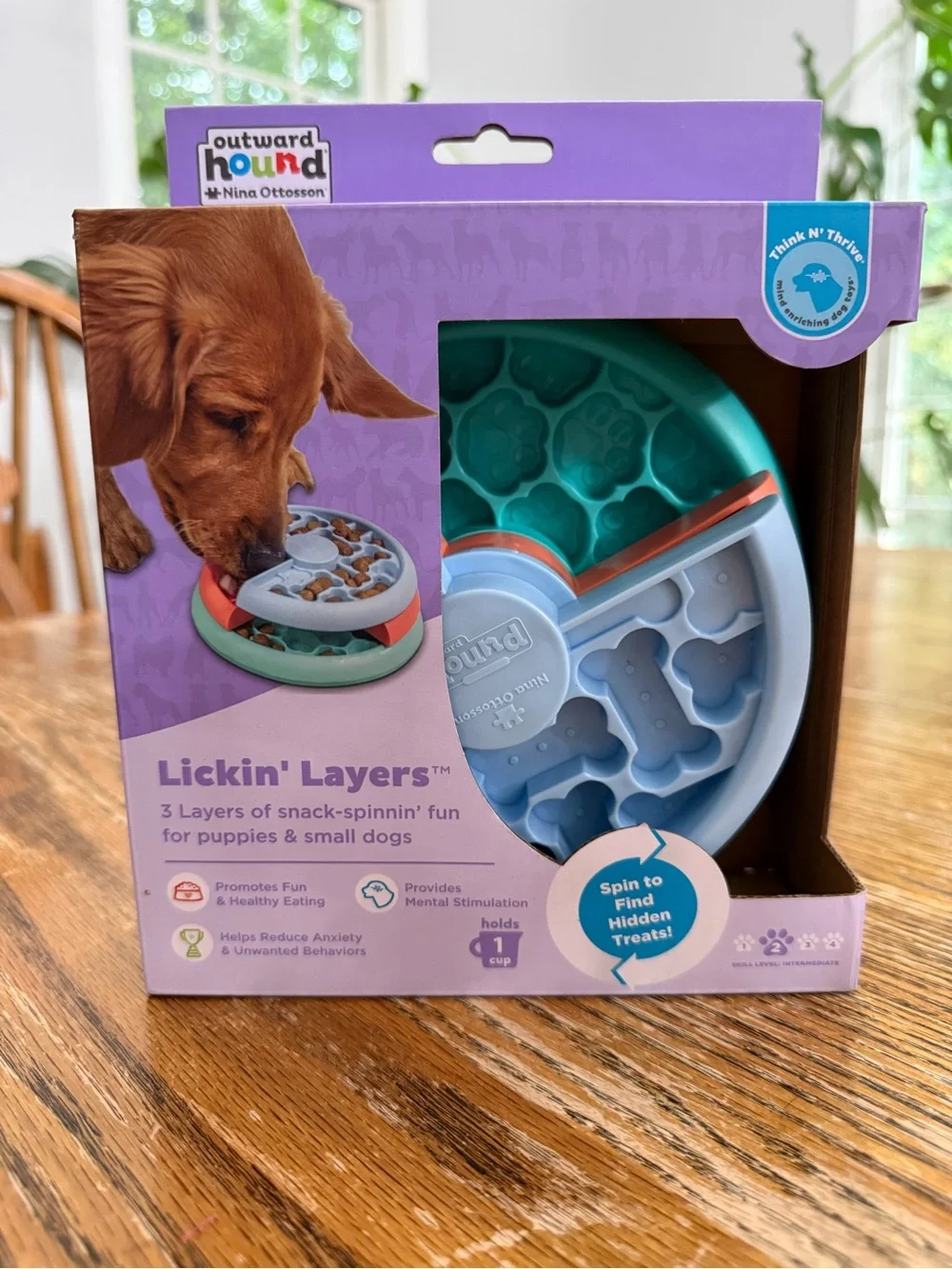 Outward Hound Lickin' Layers Treat Spinner - Blue, Teal & Coral